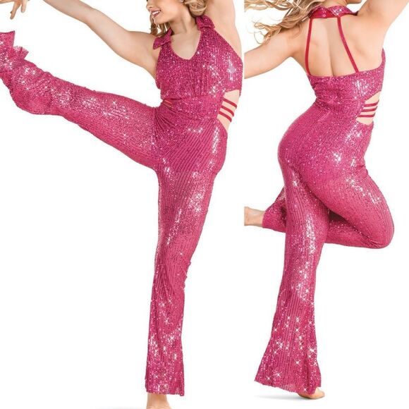 Revolution Tenth House dance costume hot pink sequin jumpsuit CADENT TH24169 LA - Picture 1 of 13